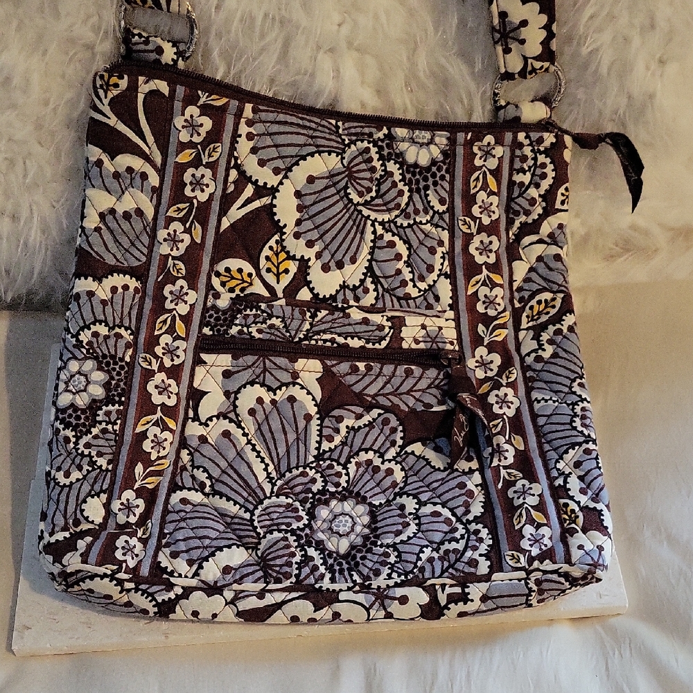 Vera Bradley Brown and Cream Floral Shoulder Bag